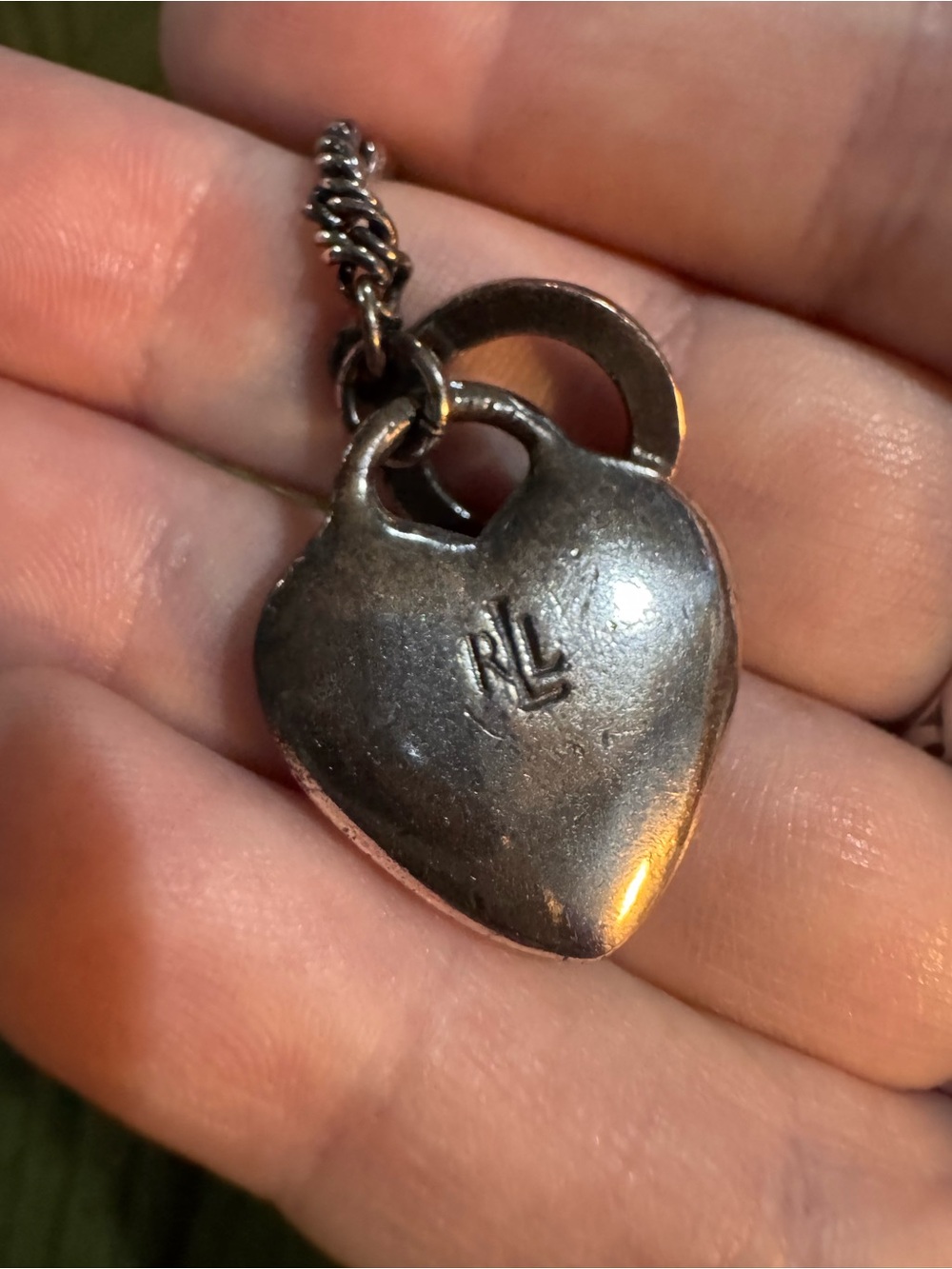 Vintage Ralph Lauren Silver Heart Pendant Choker Necklace with Floral Engraving - Picture 3 of 3